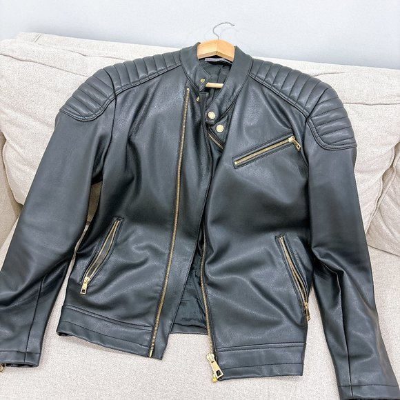 90% NEW ZARA LEATHER JACKET, MENS SIZE M - Picture 3 of 13